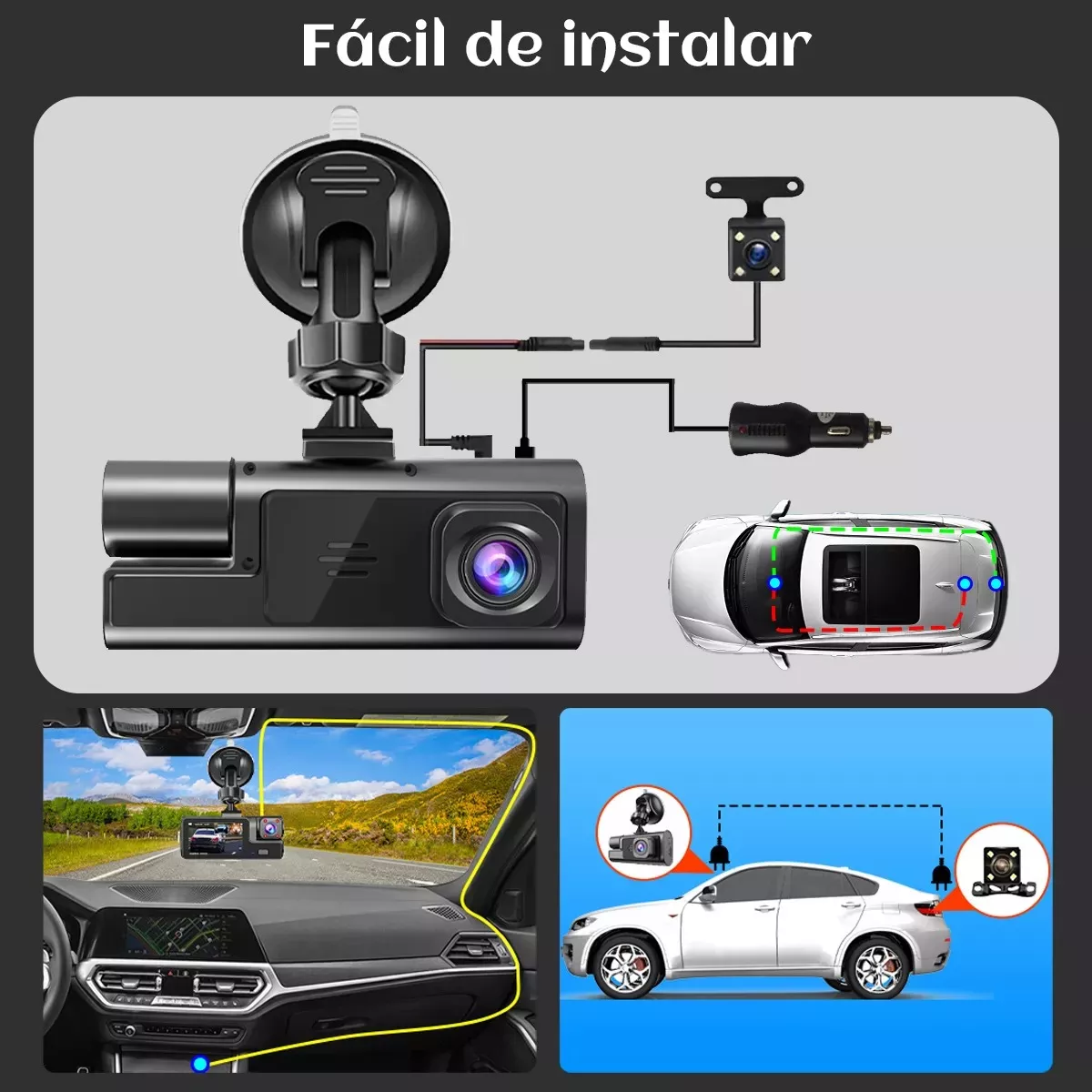 Cámara Para Carro 3 en 1 | Conduce con tranquilidad y seguridad