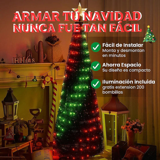 Árbol De Navidad Plegable 1.5m + 4 Fundas Led Gratis | Montaje ultra rápido
