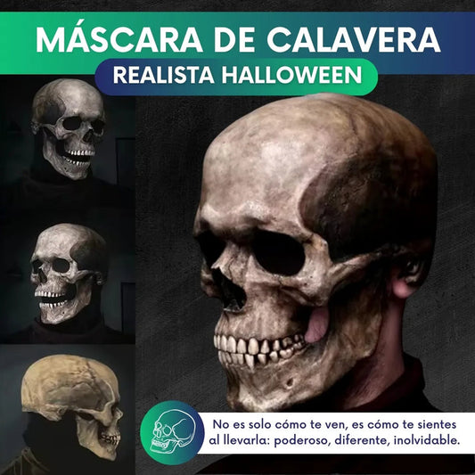 Máscara Calavera Hiperrealista con Mandíbula Móvil | Destaca y sorprende en Halloween