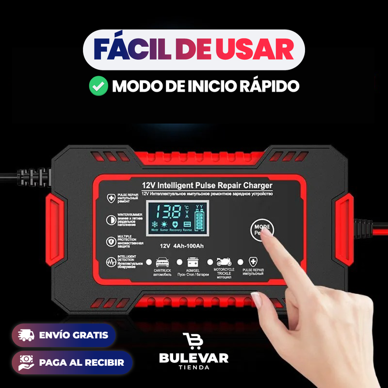 Cargador de Bateria Carro y Moto | Evita quedarte varado