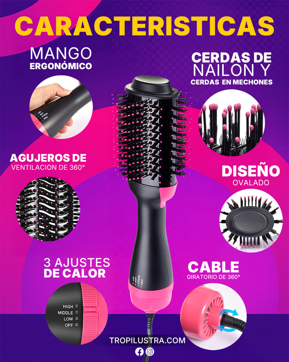 Cepillo Secador y Voluminizador | 4 en 1
