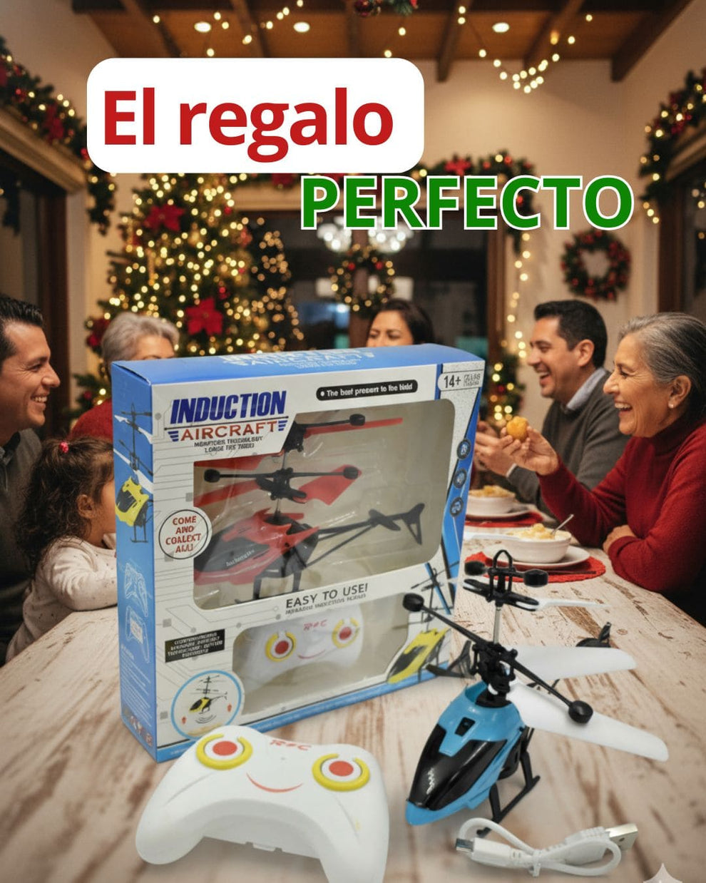 Helicóptero con Sensor y Control Remoto | Regalo perfecto para navidad