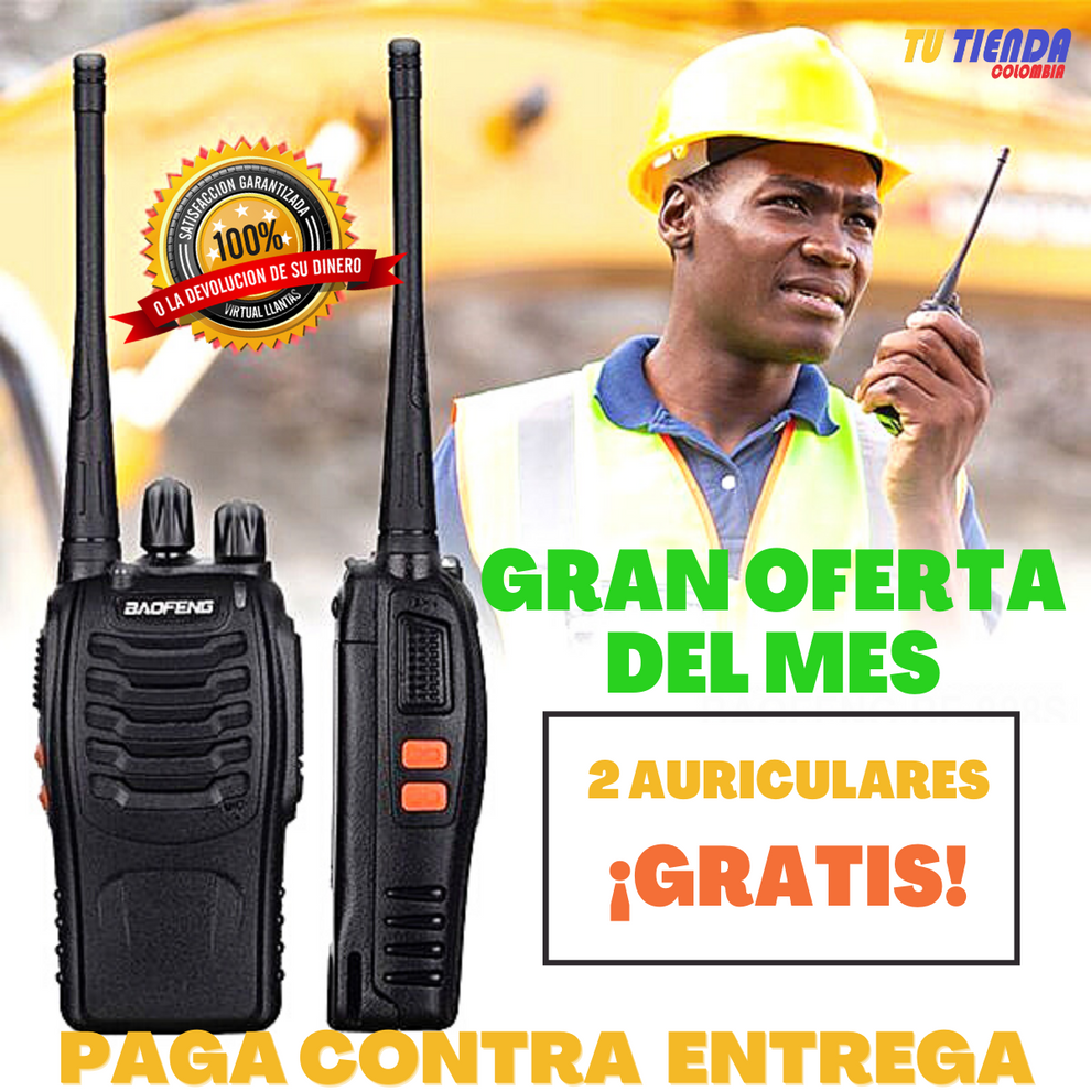 Radios Walkie Talkie Set x 2 + GRATIS 2 Auriculares | Comunícate en cualquier momento y lugar