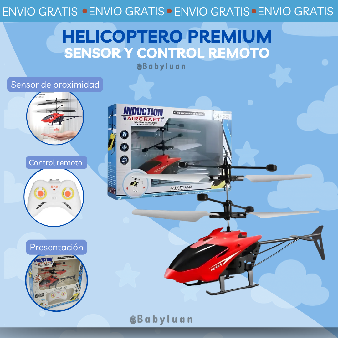 Helicóptero con Sensor y Control Remoto | Regalo perfecto para navidad